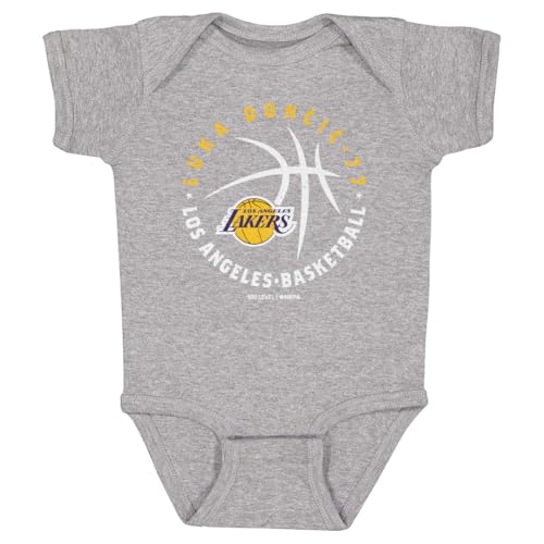 500 LEVEL Luka Doncic Los Angeles Lakers One-Piece Infant Bodysuit - Luka Doncic Los Angeles Lakers Player Ball WHT (Heather Gray, 18M)
