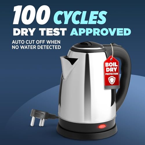 Image of PAPITA Electric Kettle | Stainless Steel Fast Boiling Water Kettle | Auto Shut-Off & Boil-Dry Protection | Ideal for Tea Coffee Soup Noodles (2 L)