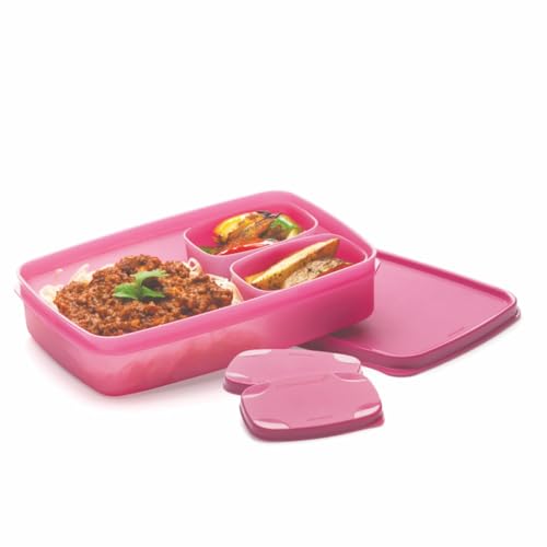 SIGNORA WARE SIGNORAWARE - Fiambrera (3 piezas, 850 ml, 850 ml, con dos latas adicionales, Eco+, 850 ml + 2 x 100 ml), color rosa, 850ml, Plástico, Sin piedra preciosa