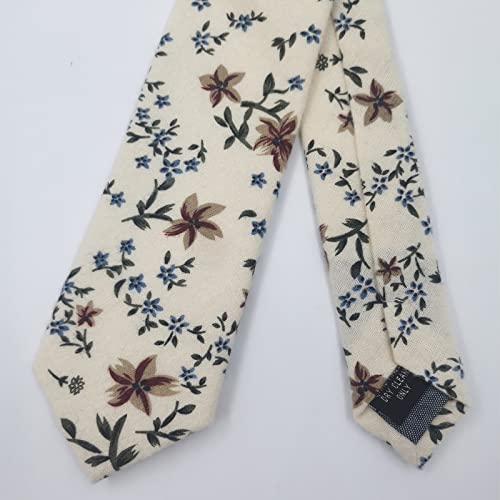 Image of Mantieqingway Men Skinny Tie Cotton Floral Necktie for Wedding Groomsmen Tie