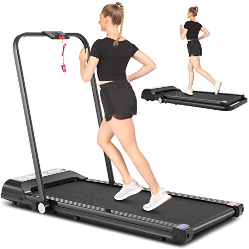 SYTIRY Desktop Foldable Treadmill, 2-in-1 Walking Machine, Home Treadmill with Bluetooth, 2HP Folding Treadmill, Indoor Walking Runing Machine