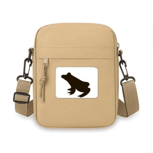 Mini sac à bandoulière portable anti-chute motif amusant grenouille noire