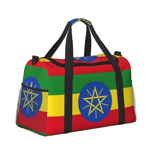 Flag Of Ethiopia Print Duffle Bag, Personal Item Travel Bag For Airlines, Weekender Bags For Women, Sports Tote Bag3