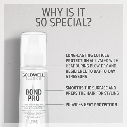 Goldwell Dualsenses Bond Pro BondPro+ Repair and Structure Spray for Damaged Hair, Nourishing Strengthening Heat Protection, 150ml