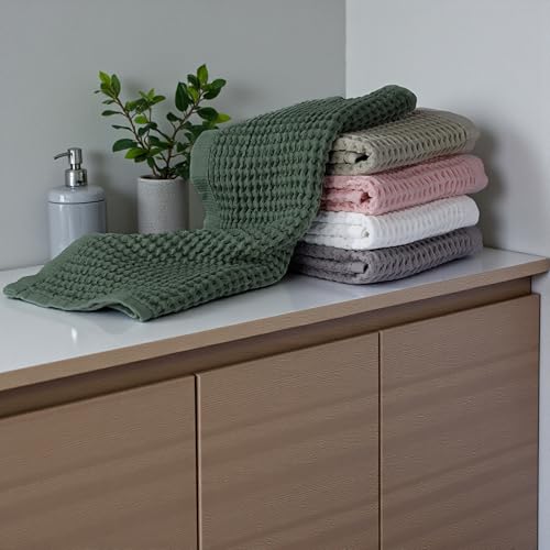 DEMMEX Organic Cotton Waffle Turkish Hand Towels for Bathroom & Kitchen, Large 20x30 in, 100% Oeko-TEX Certified Ultra Soft Turkish Cotton, Lightweight Quick Dry Waffle Weave, Set 2 (Crisp White) by DEMMEX - Used condition - Image 7