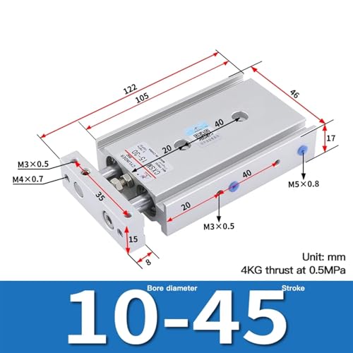 Cylindre TN10 double tige pour stopper les déviations d'axe