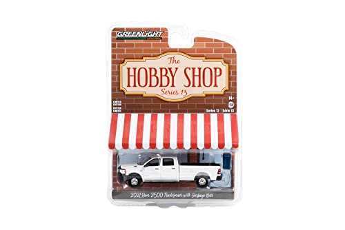 2021 Dodge Ram 2500 Tradesman W/Garbage Bin, White - Greenlight 97130F - 1/64 Scale Diecast Car #TOP2