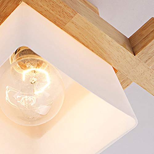 Mobestech Flush Mount Led Ceiling Chandelier Wooden Ceiling Lamp Japanese Style Gifts For Bedroom Kitchen Living Room Hallway Hotel (Single Lamp Head, Without Bulb) #TOP6