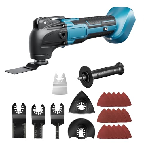 Outil Multifonction Oscillant Sans Fil, Scie Oscillante pour Makita 18V Batterie (Sans Batterie), Multitool à 6 Vitesses Réglables, Scie Multifonction pour...