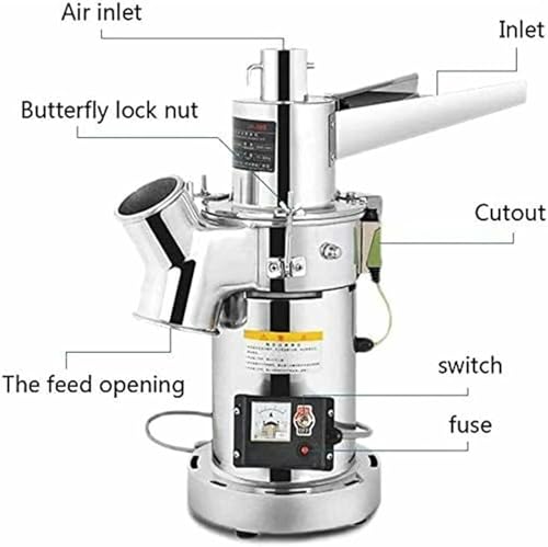BTOIASYHF Molinillo De Granos De Acero Inoxidable De 2000 W, Triturador De Alimentos Eléctrico Comercial De 2840 RPM con Accesorios De Pantalla, Grosor De Malla Ajustable De 60 a 200, para Granos - imagen 7