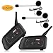 EJEAS V6 PRO Motorcycle Helmet Intercom Headset Bluetooth, Wireless Interphone System for Rider with 5-Way Pairing丨Waterproof IP65丨Talking Range 1200m丨Phone Connection丨Hands-free丨Stereo Music|2 Packs