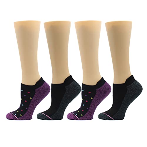 Dr. Motion 4 Pairs Womens Low Cut Cushioned Breathable Compression Ankle Socks with Arch Support
