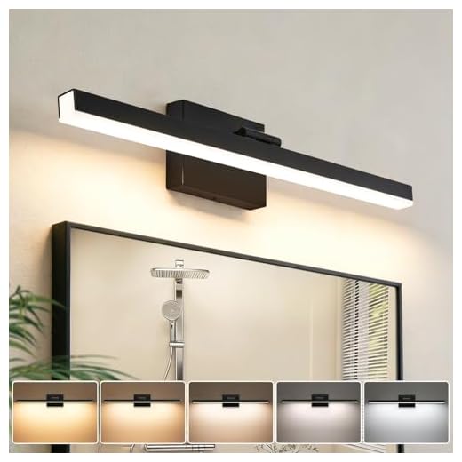 IZORRO Modern Bathroom Vanity Light 24 inch, Rotatable, 16W Dimmable Led Bathroom Light Fixture Over Mirror, Black Vanity Light Bar (5 Color Temperature)