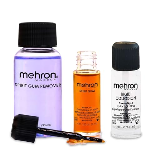 Mehron Rigid Collodion 0.125 oz & Spirit Gum Adhesive with Remover Kit | SFX Scar & Professional Face, Skin & Body Makeup