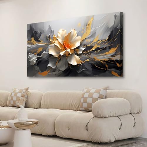 Golden Lotus Pictures Canvas Wall Art for Living room Office Bedr...