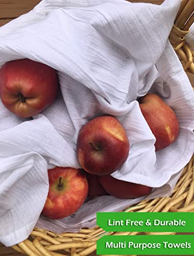 Flour Sack (White,12 Pack) 100% Cotton,28X28 Inch Cloth Napkin, Bread Wrapper, Cheesecloth, Multi Purpose Kitchen Dish ,Bar Towels, Extremely Absorbent & Sturdy By Excellent Deals #TOP4