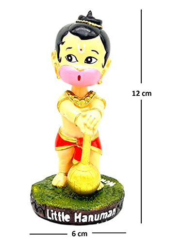 Image of Awestuffs Polyresin, Indian Superstars Car Decoration Bobblehead Action Figure (Little Hanuman, Multicolor, Medium)