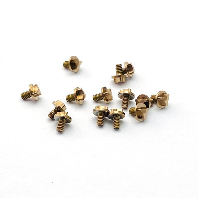 Krixis 6 PCs Triangle Screw Titanium Alloy DIY Tool Replacement for Microtech UTX-85/Ultratech OTF Repair Accessories Nail Grip Screws - (Color: Gold)