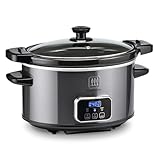 Toastmaster 4-Quart Digital Slow Cooker with Locking Lid - Food Warmer for Dip, Soups, Parties, Meal Preparation & More - Graphite