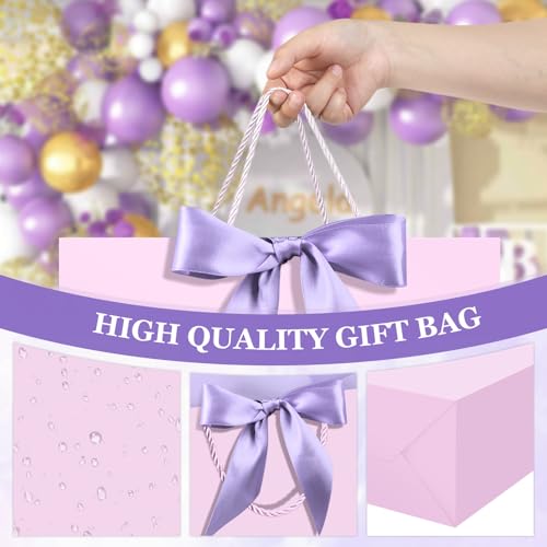Image of JMANNI Gift Bags with Handles, 13 inch Medium Gift Bag for Presents, 1 Pcs Bags with 2 Tissue Paper and 1 Cards for Baby Shower Wedding Bridal Shower Mother's Day Birthday Party (light purple