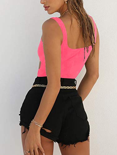 Image of BEAGIMEG Women's Tank Top Cut Out Sleeveless Bodice Bodysuit | Party Clubwear