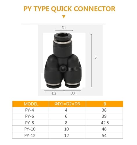 Conector neumático de manguera PY blanco de 6mm para aire comprimido de 1 ud 4