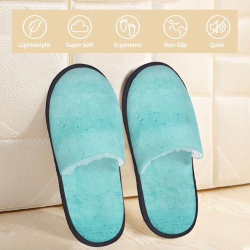 Blue And Turquoise Print Women Slippers Home Furry Shoes Keep Men Couples Shoes Warm For Women-3
