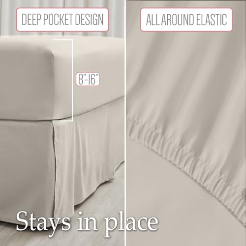 Lalaloom 840029695159 Queen Bed Sheet Set, Soft Microfiber Hotel Luxury Bedding, Extra Deep Pocket, 4 Piece Sheets And Pillowcase Sets thumb #2