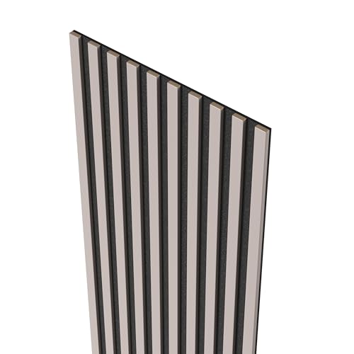 MEBANO. - MEBANO. Gris sable Lamelles Acoustiques sur Feutre Noir 240x53 cm Panneaux Muraux Acoustiques Absorption Sonore et Décoration Murale élégante Panneaux Muraux en MDF