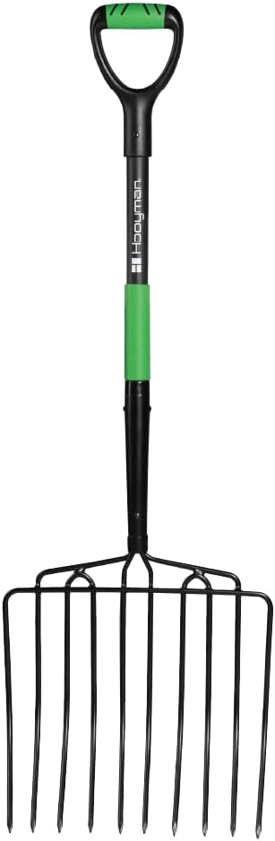 Hooyman 4-Tine & 5-Tine Pitch Forks, Ensilage Fork - Heavy Duty Construction, Ergonomic No-Slip H-Grip Handles, Fiberglass Cores for Gardening, Yardwork, Farming & Outdoors