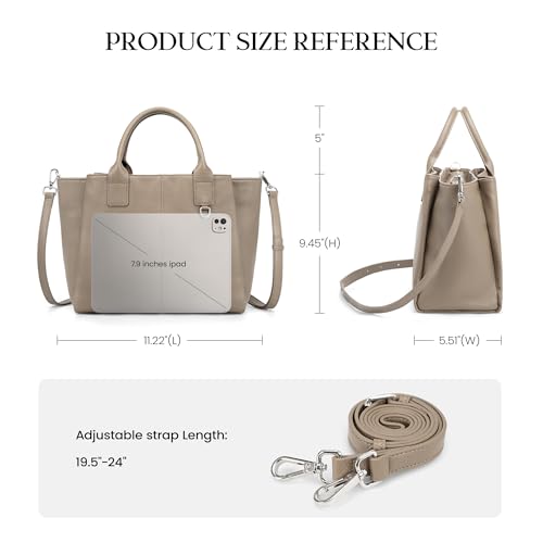Image of befen Genuine Leather Satchel Purses for Women, Triple Pocket Designer Medium Top-handle Crossbody tote Shoulder Handbag