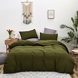 Cottonight Olive Green Bedding Set - Queen Size, Army Green Comforter, Blanket & Quilts - Modern, Soft, Breathable - 3 Piece Set for Women & Men