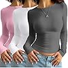 WHIFAN Womens 3-Pack Long Sleeve Shirt for Womens Crop Top Fall Basics Tops Clothes Tight Gym Workout Tshirts Going Out Tops for Women