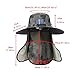 UxicRuya Outdoor Solar Fan Hat Wide Brim Sun Protection Rechargeable Fishing Hat with Face Neck Cover Flap for Camping, Beach, Travel, Dark Green