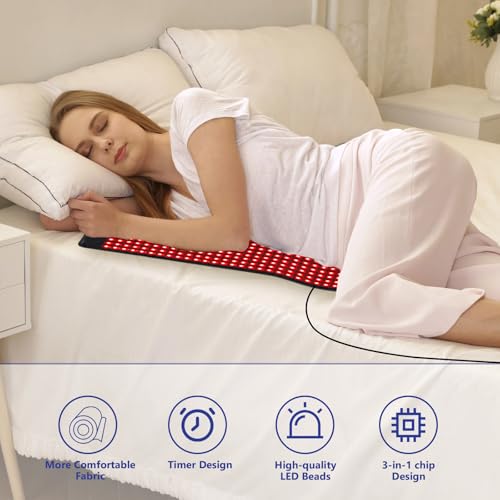 Red Light Mat with 400 LEDs, 660nm & 850nm Infrared Light Pad for Full Body Relaxation, 35.4" x 10.6", 3 Modes, 5 Power Levels & Timer for Home Wellness - Image 3