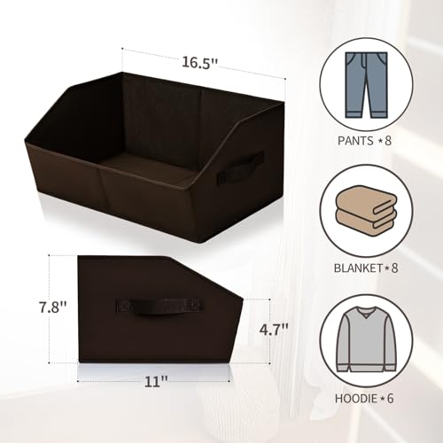 Image of Homsorout Clothes Organizers and Storage - Fabric Cube Bins with Handles, Storage Baskets for Shelves, Trapezoid Collapsible Boxes for Home, Dorm, Office, 10 Pack, Brown
