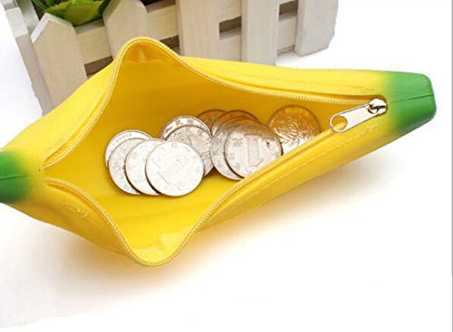 Novelty Silicone Portable Banana Coin Pencil Case Purse Bag Wallet Pouch Keyring #TOP1