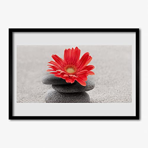 Affiche encadrée salon et chambre Tulup 100x70 cm avec cadre photo Fleur de gerbera pour votre mur