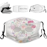 Skull Fashion Face mask,Day of The Dead Theme Florally,Reusable Face Mask Balaclava Washable Outdoor Nose Mouth Cover for Men Women,Multicolor