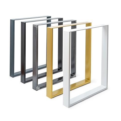 Magnetic Mobel 2 x Tischkufen aus Metall | Industrial Tischbeine in Schwarz Weiß & Rohstahl | Alle Größen für Esstisch Schreibtisch Couchtisch & Bank (400x720, Industrial (Klarlack))