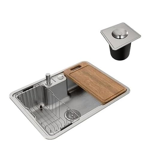 Docol Cuba de Sobrepor/embutir 64x44 com Acessórios e Lixeira para Cozinha DocolMassima Aço Inox - Cod.Novo: 90016116016 Cod.Antigo: 01611616