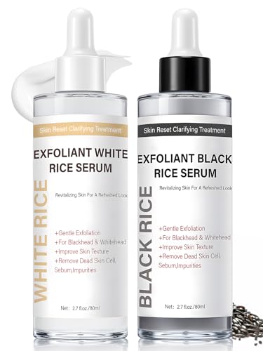 Face Exfoliant, Glow Rice Exfoliant Ampoule Duo, Gentle Soft Peel Exfoliating Face and Body Scrub Skin Shot, Lightweight Hydrating Glow Formula for All Skin, 5.4fl oz*1 Set