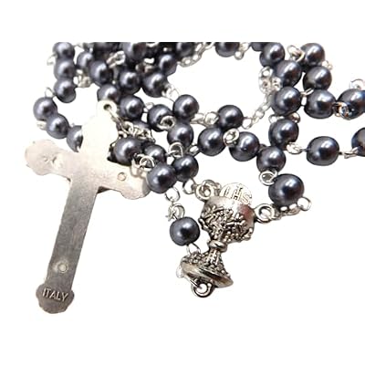 Westmon Works First Holy Communion Rosary Beads with Metal Crucifix & Center for Him Deluxe Set with Gift Bag