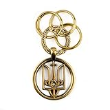 KLAMRA Keychain Volodymyr the Great trident, Handmade ukrainian tryzub trident, solid brass keychain with rings, decorative keychain
