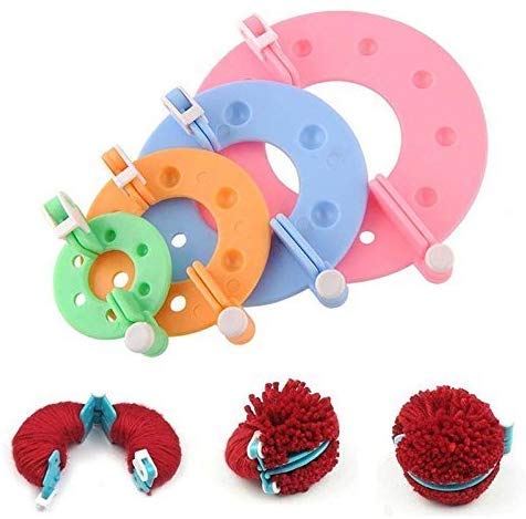 Pom Pom Maker - Craft pompons - 4 pièces Ensemble de 4 tailles Pompon appareil Bommel Trèfle Pom Pom Maker Fluff Boule Weaver Aiguille à tricoter Craft Outil DIY Needlework - machine à pompons Cover