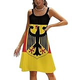 KAOEOSI German Eagle Flag Women's Sling Dress Summer Sleeveless Knee Length A Line Dresses Beach Skirt S