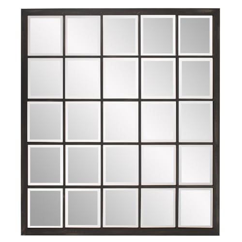 Howard Elliott Superior Hanging Rectangular Window Design Wall Mirror Accent Bronze Elegant Beveled Frameless Windowpane Decor Mirrors Hang Horizontal or Vertical 34 x 38 Inch Bronze