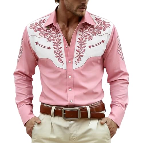 Chemise homme imprimé 3D grande taille 3XL style décontracté rose