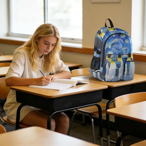 Mochila para laptop de 17.5 pulgadas negra con diseño de pingüino emperador 6