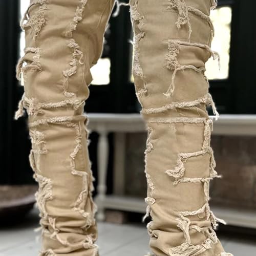 Men's Slim Fit Stretch Jeans Skinny Jeans for Men Fashion Straight Leg Comfort Waist Cargo Patch Denim Pants3